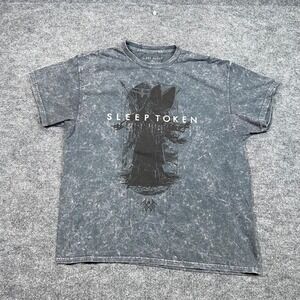 Sleep Token Vessel Graphic Band T-Shirt Mens XL Charcoal‎ Acid Wash Cotton Tee